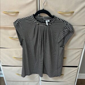 Black and White Striped Dressy Shirt